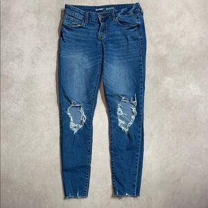 Old Navy Mid-Rise Rockstar Women's Ripped Distressed Blue Denim Skinny Jeans